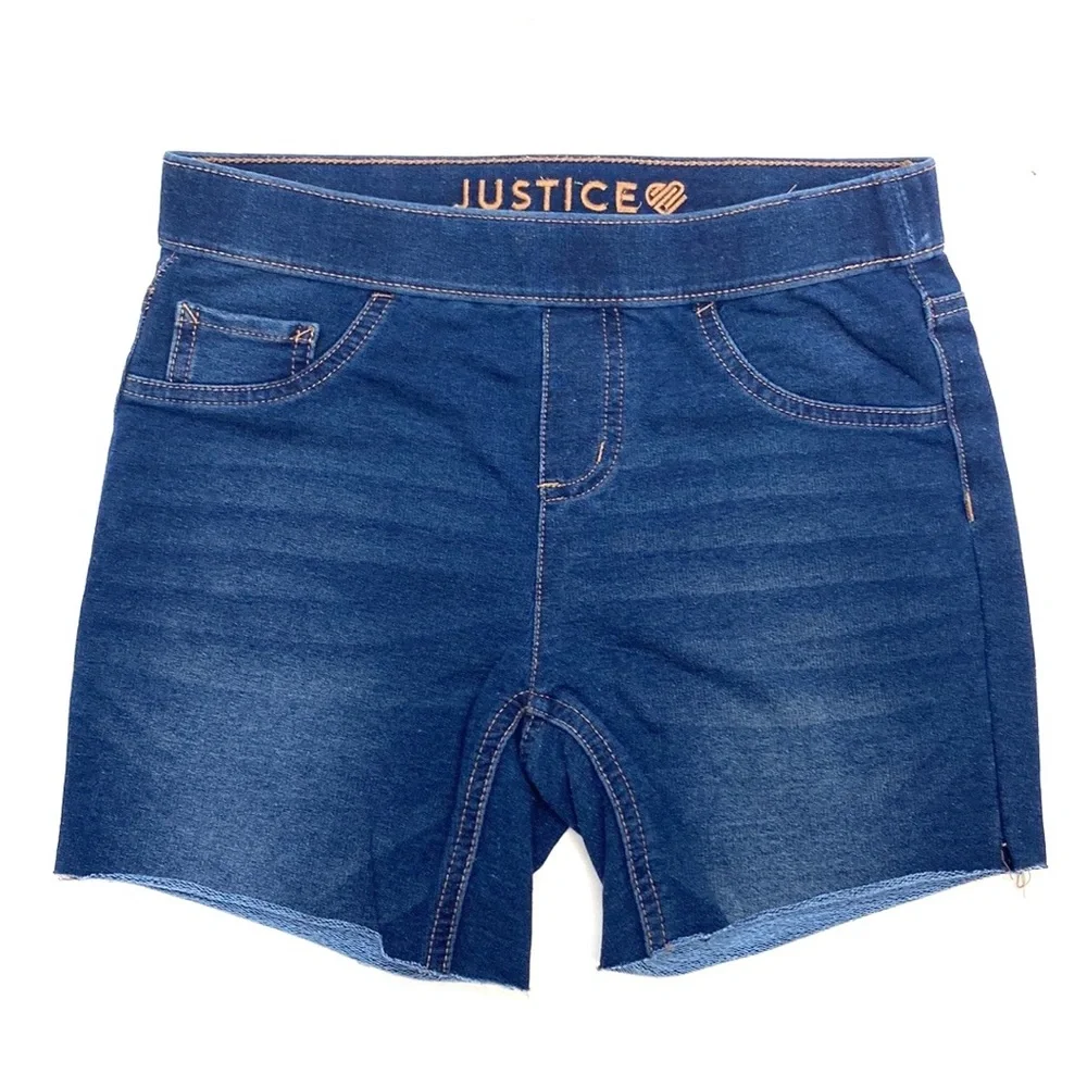 Justice Girls Distressed Pull-On Denim Cut-Off Shorts